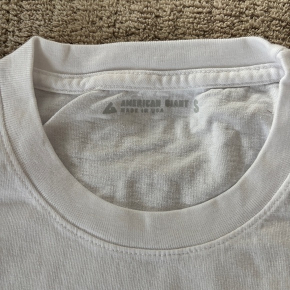 American giant men's unisex crewneck white T-shirt 100% cotton American made - Picture 3 of 3